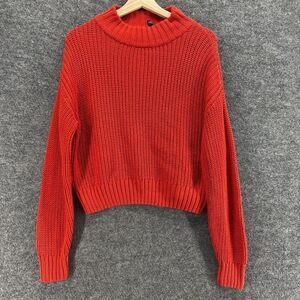 5/$45 Divided Sweater Pullover Women M Medium Red Knit Crew Neck Long Sleeve